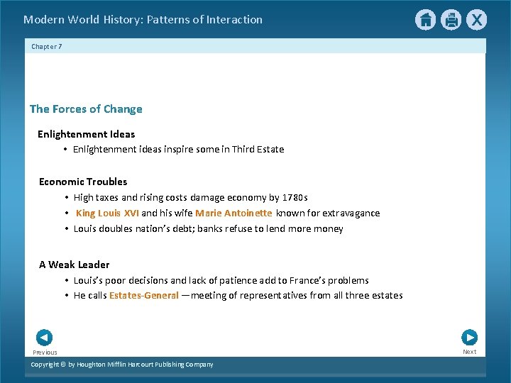 Modern World History: Patterns of Interaction Chapter 7 The Forces of Change Enlightenment Ideas