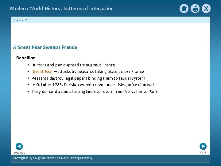 Modern World History: Patterns of Interaction Chapter 7 A Great Fear Sweeps France Rebellion Modern World History: Patterns of Interaction Chapter 7 A Great Fear Sweeps France Rebellion