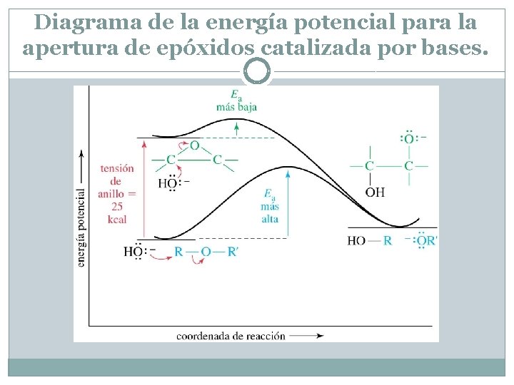 Diagrama de la energía potencial para la apertura de epóxidos catalizada por bases. 