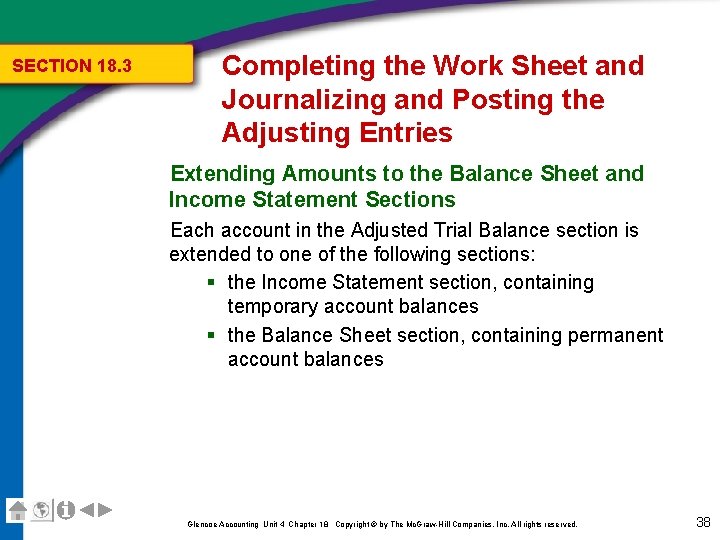 SECTION 18. 3 Completing the Work Sheet and Journalizing and Posting the Adjusting Entries