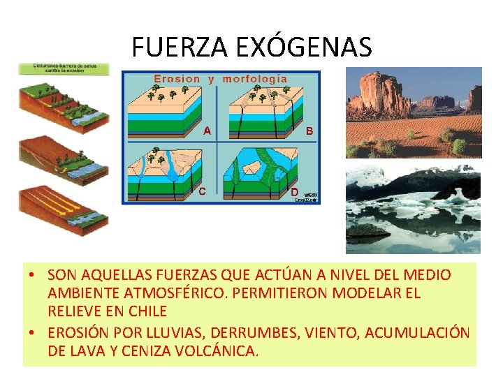 FUERZA EXÓGENAS • SON AQUELLAS FUERZAS QUE ACTÚAN A NIVEL DEL MEDIO AMBIENTE ATMOSFÉRICO.