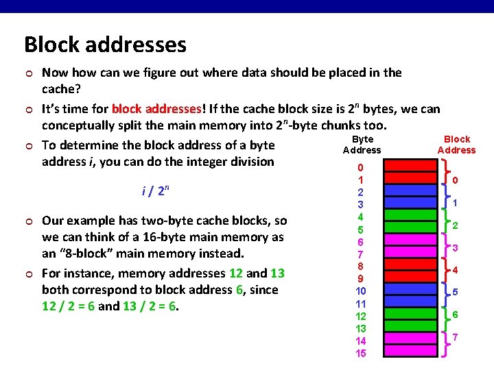 Block addresses ¢ ¢ ¢ Now how can we figure out where data should