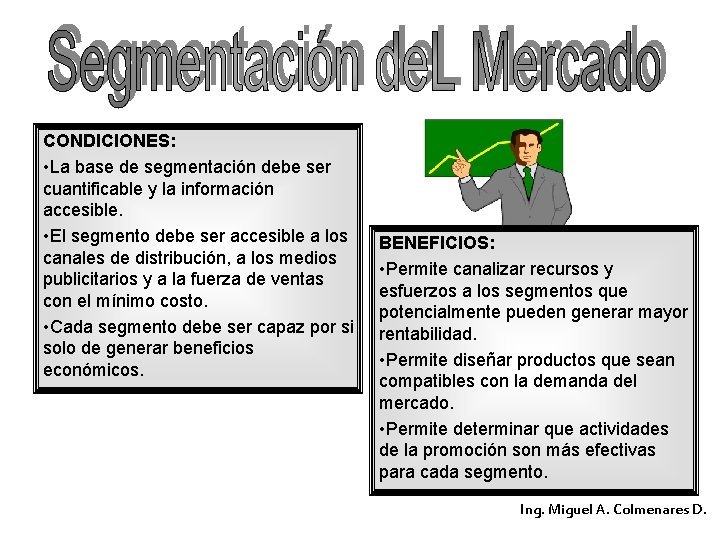 CONDICIONES: • La base de segmentación debe ser cuantificable y la información accesible. •