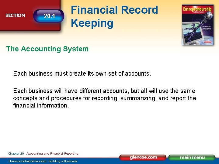 SECTION 20. 1 Financial Record Keeping The Accounting System Each business must create its