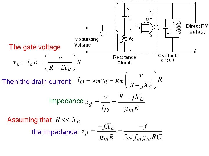 The gate voltage Then the drain current Impedance Assuming that the impedance 