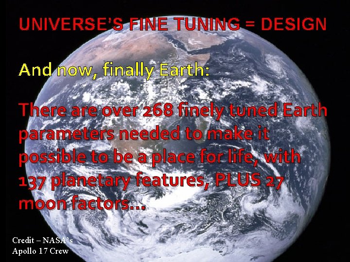 UNIVERSES FINE TUNING DESIGN So far we have
