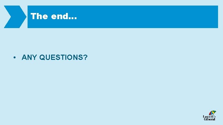 The end. . . • ANY QUESTIONS? 