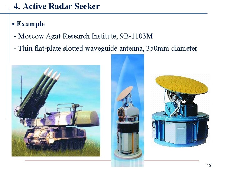 4. Active Radar Seeker • Example - Moscow Agat Research Institute, 9 B-1103 M