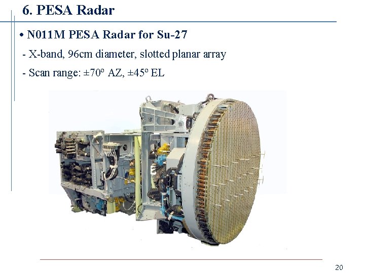 6. PESA Radar • N 011 M PESA Radar for Su-27 - X-band, 96