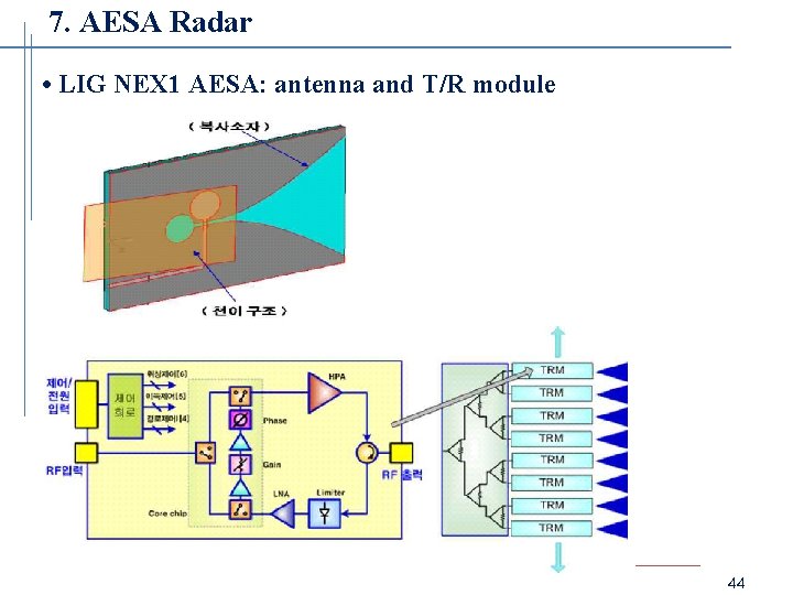 7. AESA Radar • LIG NEX 1 AESA: antenna and T/R module 44 