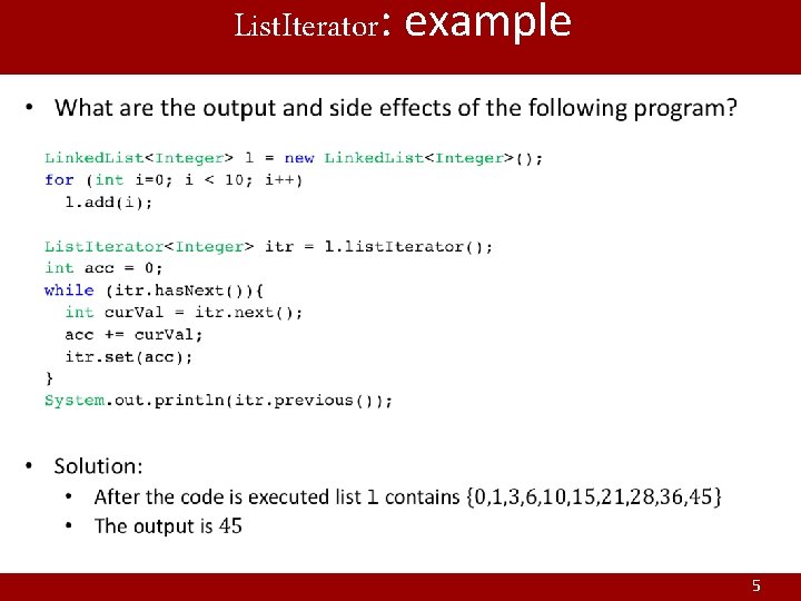 List. Iterator: example 5 