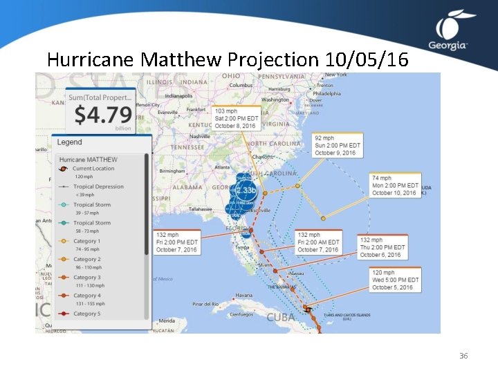 Hurricane Matthew Projection 10/05/16 36 Hurricane Matthew Projection 10/05/16 36