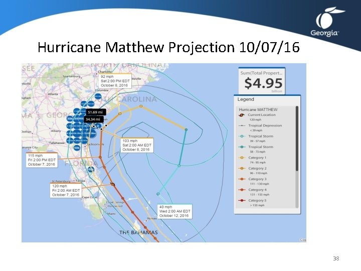 Hurricane Matthew Projection 10/07/16 38 Hurricane Matthew Projection 10/07/16 38