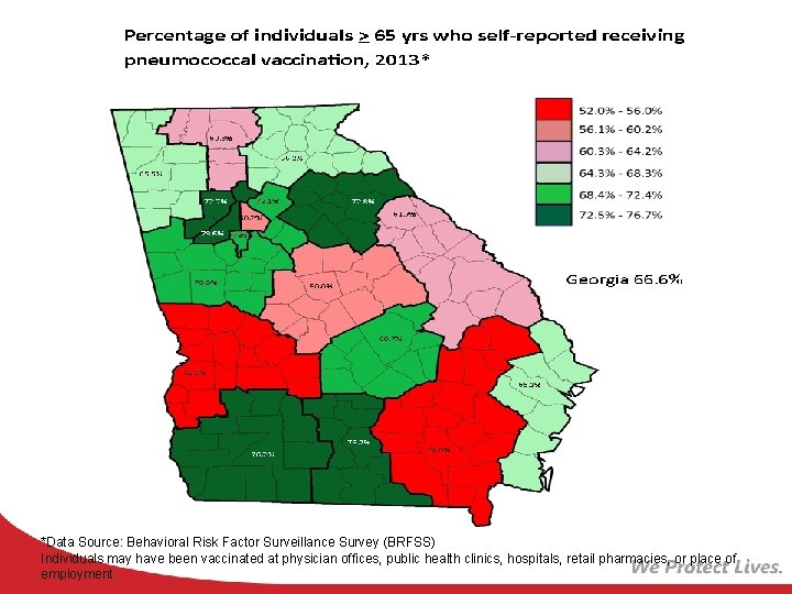 *Data Source: Behavioral Risk Factor Surveillance Survey (BRFSS) Individuals may have been vaccinated at