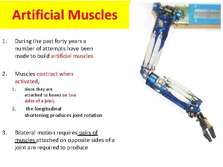 Artificial Muscles 1. During the past forty years a number of attempts have been