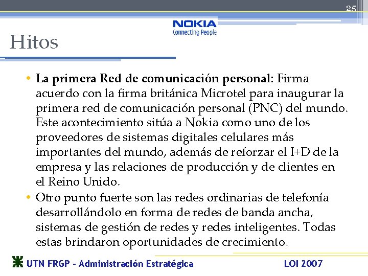 25 Hitos • La primera Red de comunicación personal: Firma • acuerdo con la