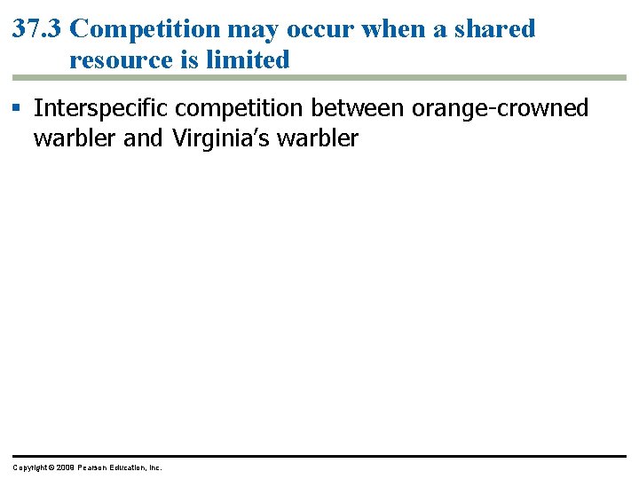 37. 3 Competition may occur when a shared resource is limited § Interspecific competition