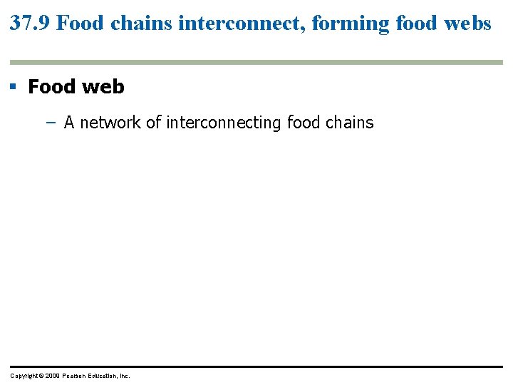 37. 9 Food chains interconnect, forming food webs § Food web – A network