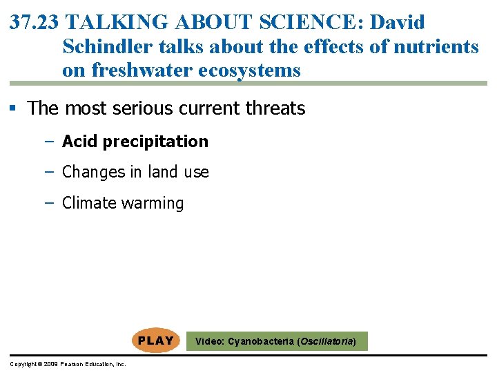 37. 23 TALKING ABOUT SCIENCE: David Schindler talks about the effects of nutrients on