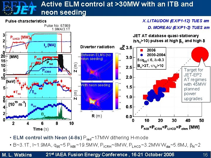 Active ELM control at >30 MW with an ITB and neon seeding X. LITAUDON