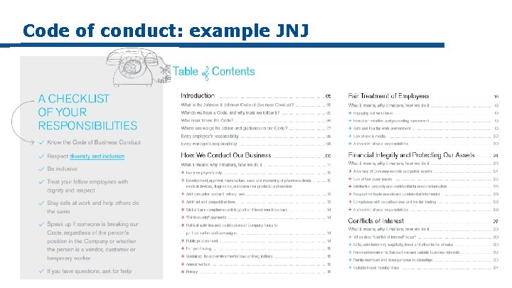 Code of conduct: example JNJ 