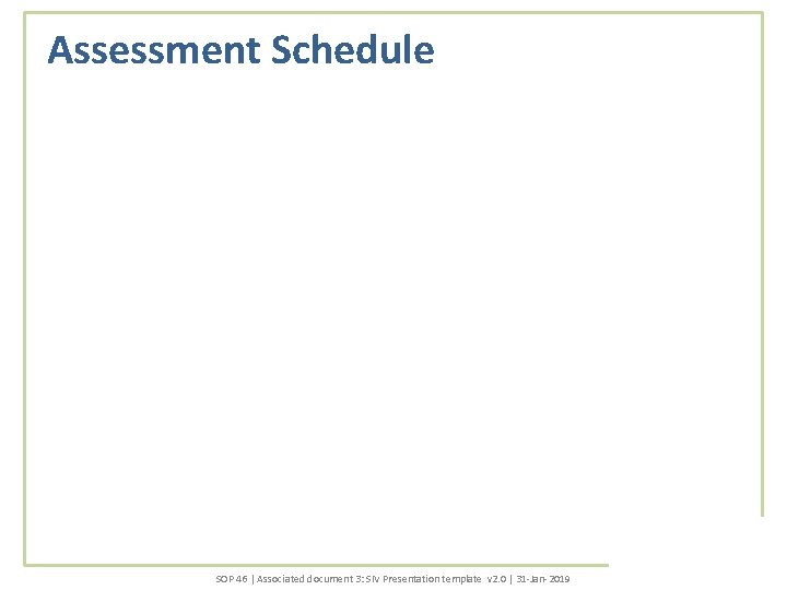 Assessment Schedule SOP 46 | Associated document 3: SIV Presentation template v 2. 0