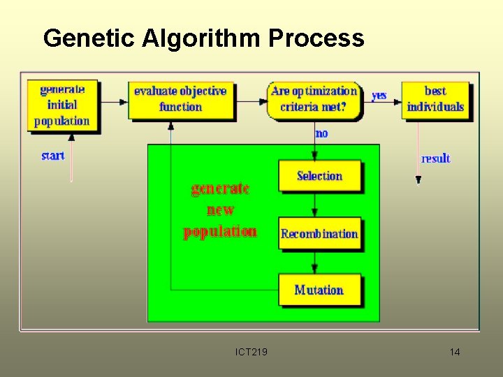 Genetic Algorithm Process ICT 219 14 