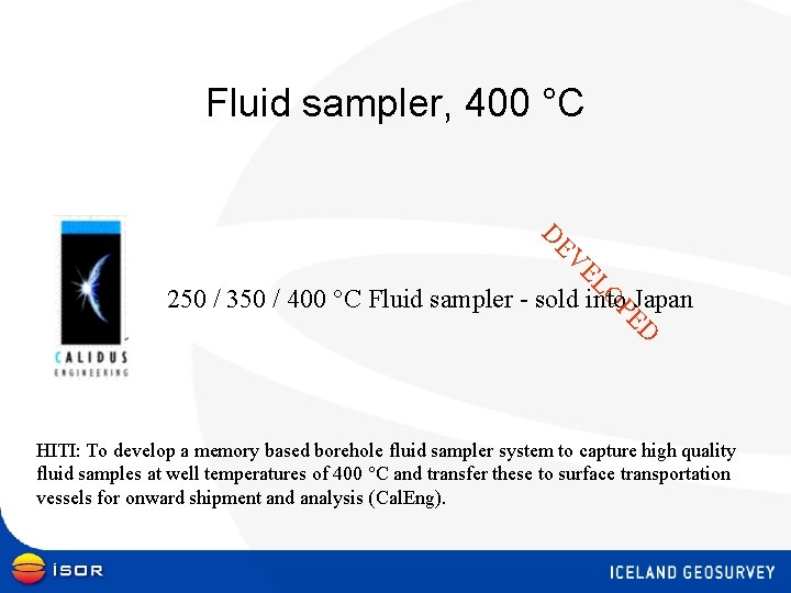 Fluid sampler, 400 °C EL EV D O 250 / 350 / 400 °C