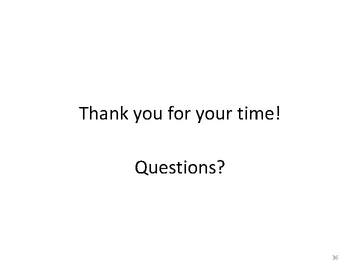 Thank you for your time! Questions? 36 