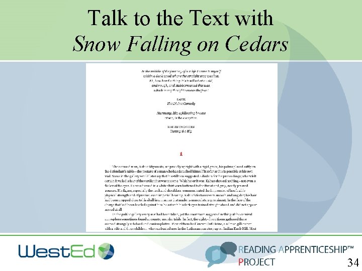 Talk to the Text with Snow Falling on Cedars 34 