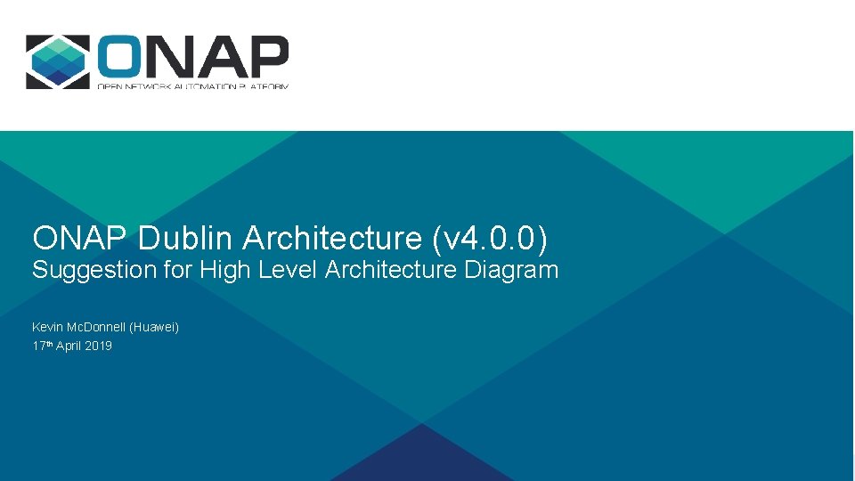 ONAP Dublin Architecture (v 4. 0. 0) Suggestion for High Level Architecture Diagram Kevin