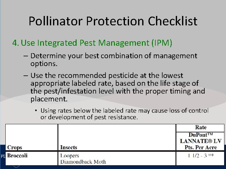 Pollinator Click to edit Protection Master title Checklist style 4. Pest Management • Use Pollinator Click to edit Protection Master title Checklist style 4. Pest Management • Use
