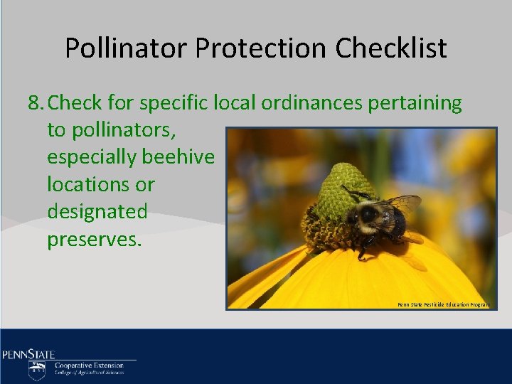 Pollinator Click to edit Protection Master title Checklist style 8. Check specific local pertaining