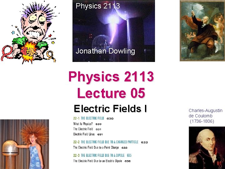 Physics 2113 Jonathan Dowling Physics 2113 Lecture 05 Electric Fields I Charles-Augustin de Coulomb