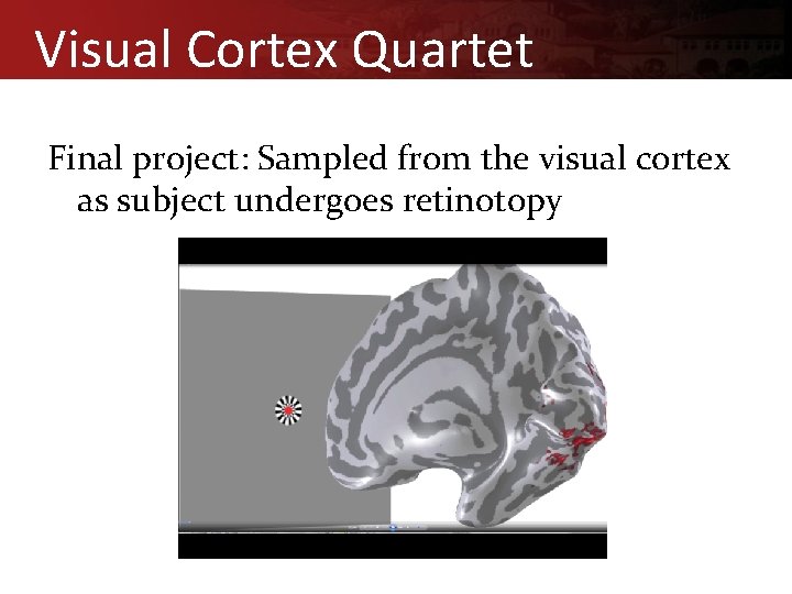 Visual Cortex Quartet Final project: Sampled from the visual cortex as subject undergoes retinotopy