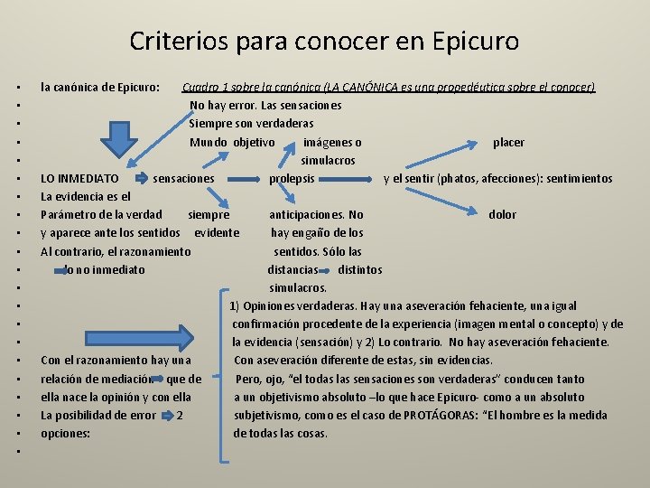 Criterios para conocer en Epicuro • • • • • • la canónica de