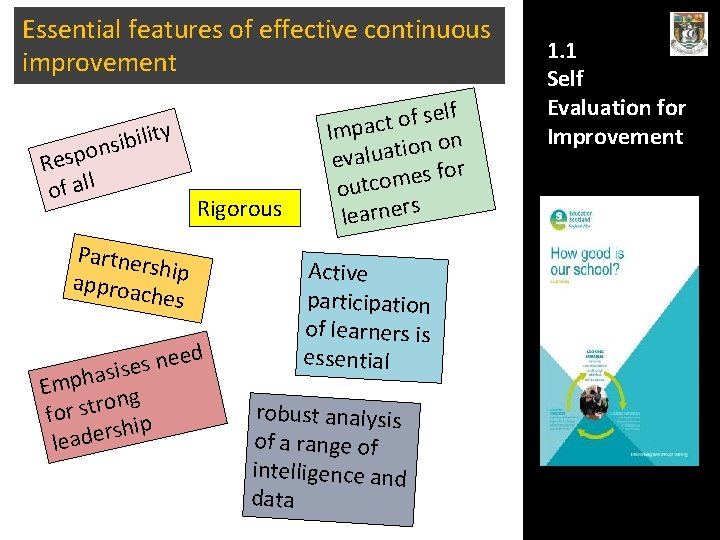 Essential features of effective continuous improvement y t i l i onsib Resp of Essential features of effective continuous improvement y t i l i onsib Resp of