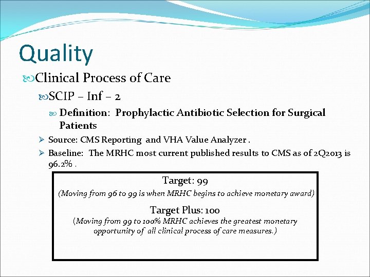 Quality Clinical Process of Care SCIP – Inf – 2 Definition: Patients Prophylactic Antibiotic