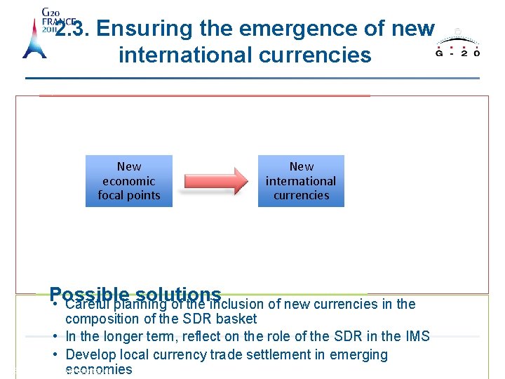 2. 3. Ensuring the emergence of new international currencies A risky transition New economic
