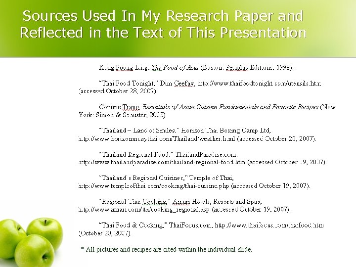 Sources Used In My Research Paper and Reflected in the Text of This Presentation