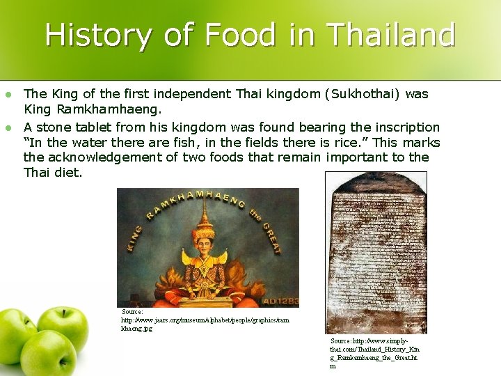 History of Food in Thailand l l The King of the first independent Thai