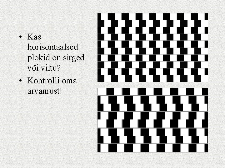  • Kas horisontaalsed plokid on sirged või viltu? • Kontrolli oma arvamust! 