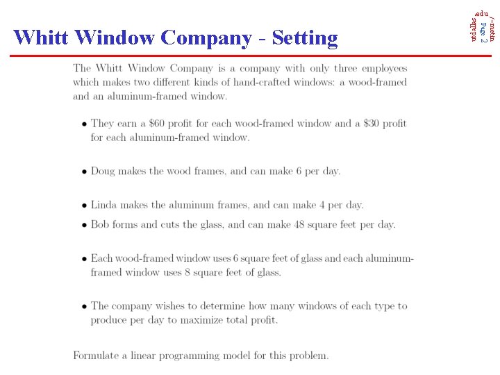 utdallas Page 2 Whitt Window Company - Setting /~metin . edu 