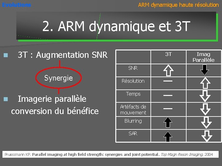 Evolutions ARM dynamique haute résolution 2. ARM dynamique et 3 T n 3 T