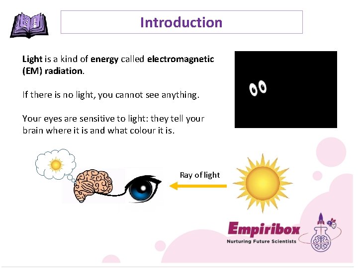 Introduction Light is a kind of energy called electromagnetic (EM) radiation. If there is