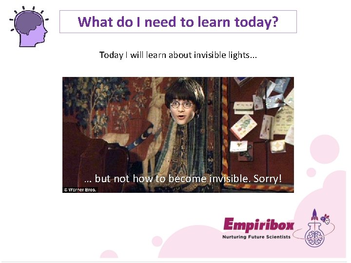 What do I need to learn today? Today I will learn about invisible lights.