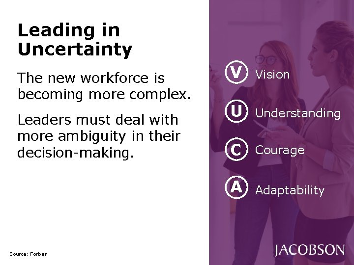 Leading in Uncertainty The new workforce is becoming more complex. Leaders must deal with Leading in Uncertainty The new workforce is becoming more complex. Leaders must deal with