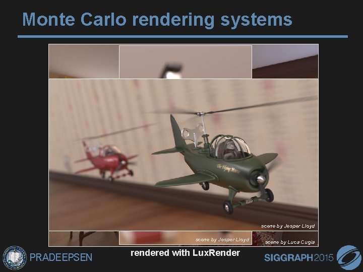 Monte Carlo rendering systems scene by Jesper Lloyd PRADEEPSEN rendered with Lux. Render scene