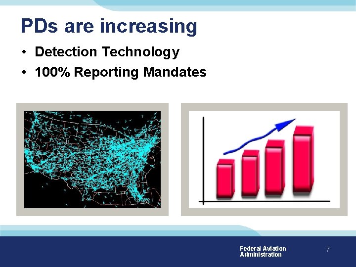 PDs are increasing • Detection Technology • 100% Reporting Mandates Federal Aviation Administration 7