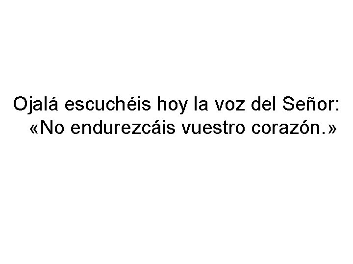 Ojalá escuchéis hoy la voz del Señor: «No endurezcáis vuestro corazón. » 